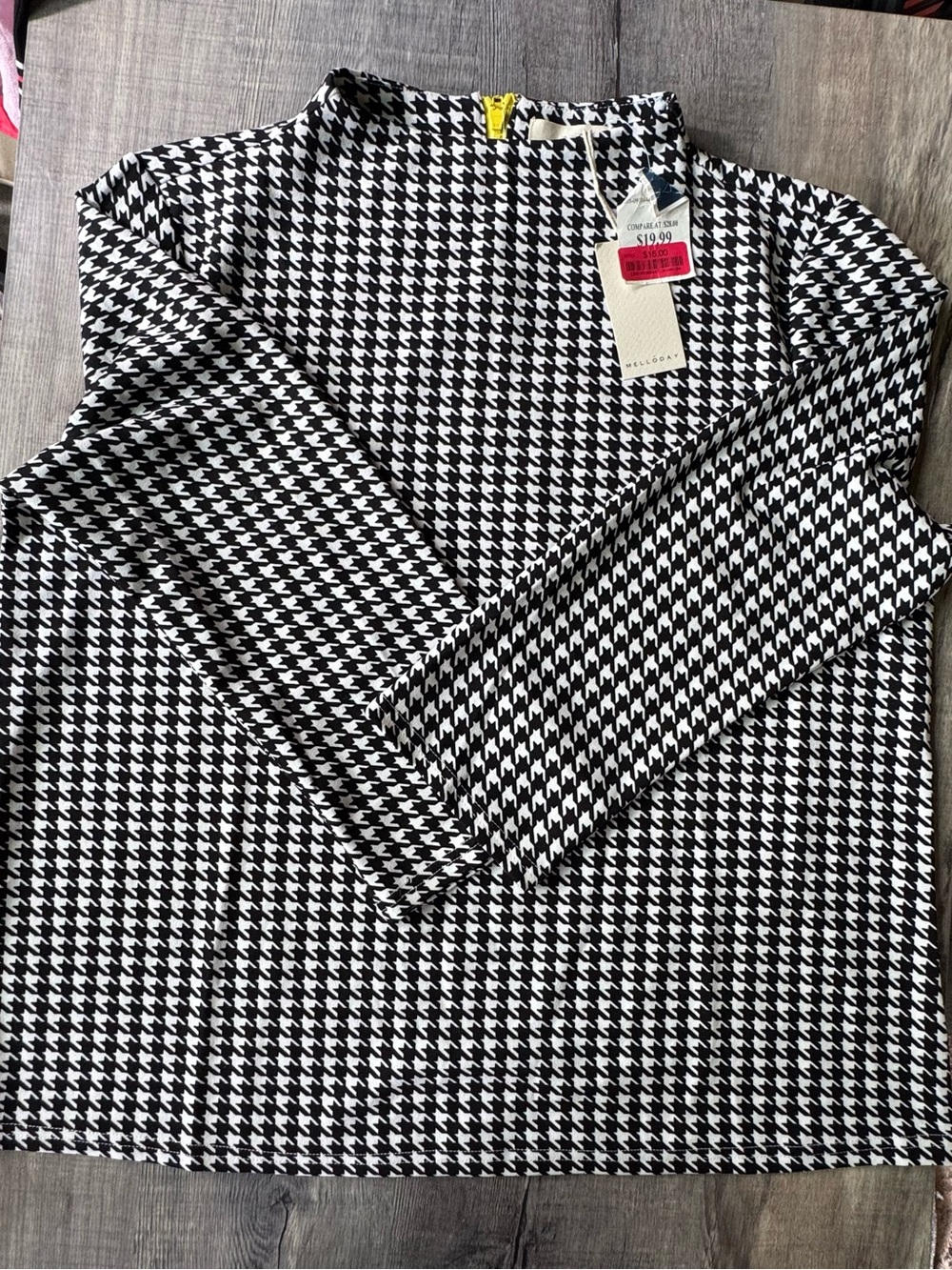 Melloday Houndstooth Mod Top Size XL